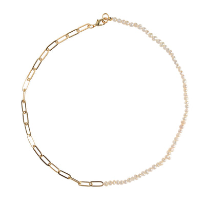 TALIS  FRESHWATER  PEARL  GOLD TWIST CHAIN CHOKER